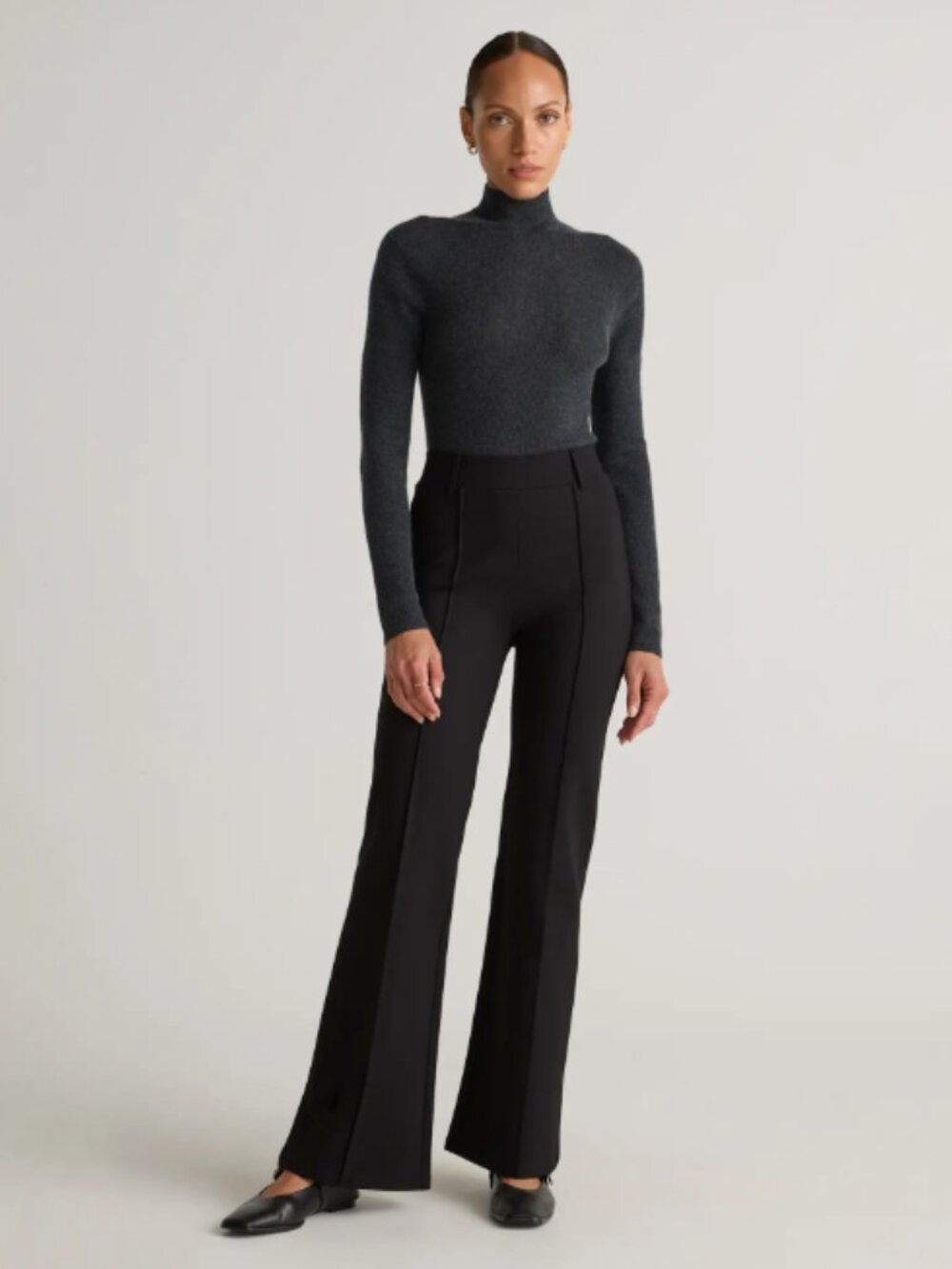 Quince Ultra-Stretch Ponte Flare Leg Pants